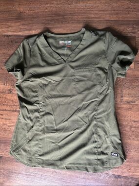 Grey's Anatomy Olive Green V-Neck Short Sleeve Scrub Top